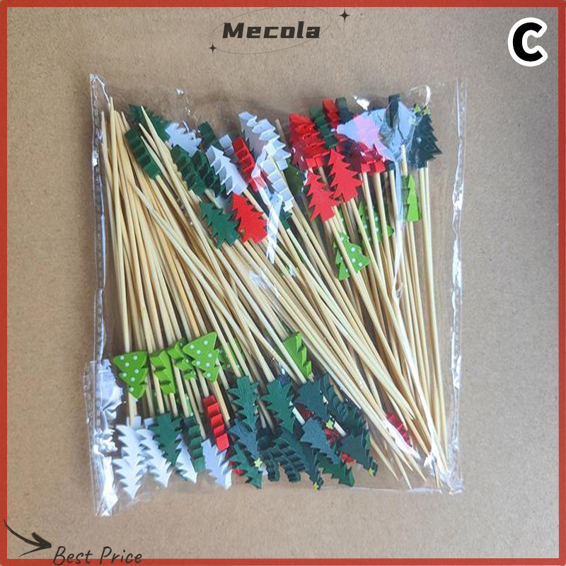 [Mecola] Flash Sale 100 chiếc xiên tre giáng sinh kim xiên ly cocktail đồ trang trí chóp bánh cupcake thực phẩm dùng một lần tăm tráng miệng phụ kiện trang trí tiệc năm mới