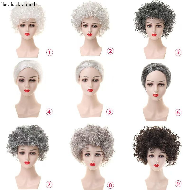 Halloween Children Grandpa Grandma COS Party Elderly Vest Wig Beard Old Lady Dress Up Jiaojiaokjdahsd-Cb