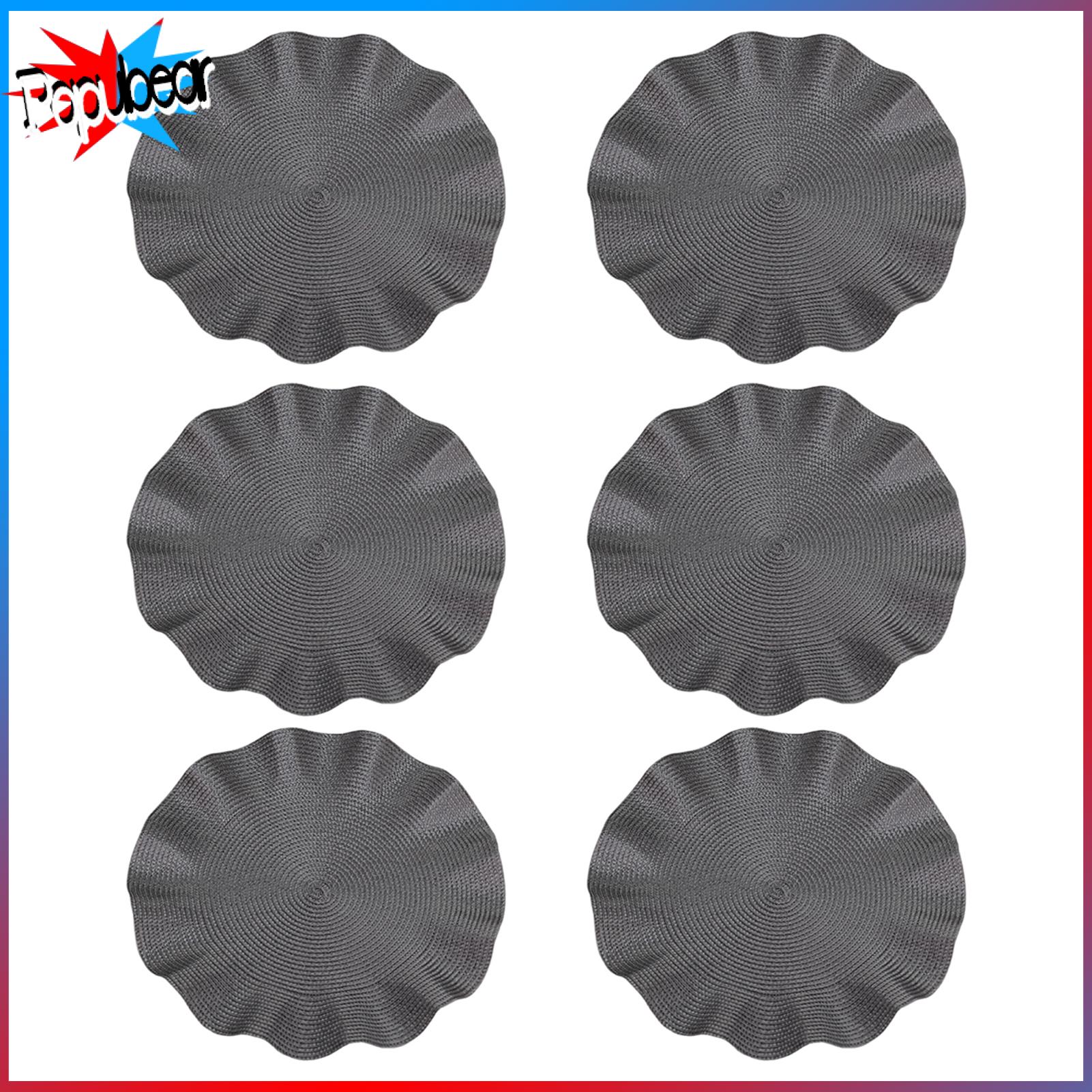 Anti-slip Table Mats Easy-to-care Dining Placemats 6pcs Round Placemat Set Washable Non-slip Dining Mats with Weave Design Heat-resistant Table Mats Corrugated Edge for Kitchen and Dining Room Durable ราคา 368 บาท*ส่งฟรี