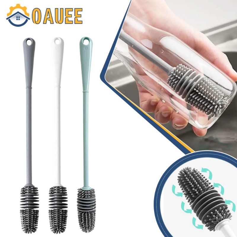 Cốc silicone bàn chải sữa bàn chải làm sạch chai tay cầm dài chai nước sạch kính bàn chải làm sạch cốc dụng cụ vệ sinh nhà bếp
