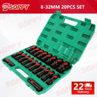 20PCS Professional Impact wrench Socket Set 1/2″ Drive Deep Chrome Molybdenum Steel Heavy Duty For Air Pneumatic Wrench Auto Repair Tools 8-32mm Metric Garage