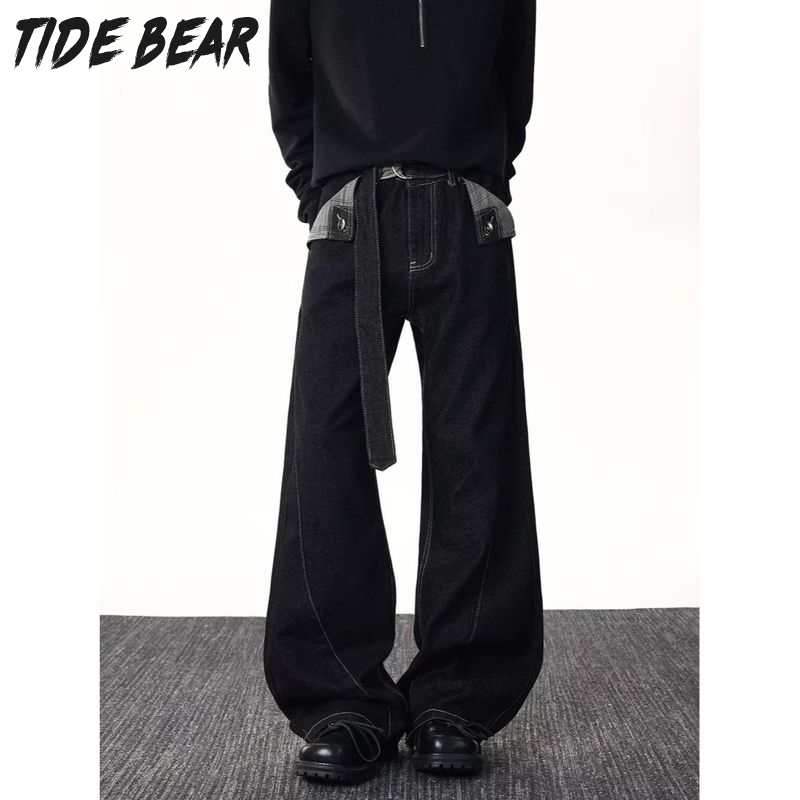 Quần bò nam phong cách Harajuku Nhật bản quần jean rộng rộng đơn giản xu hướng đa năng trang phục đường phố thời trang thường ngày
