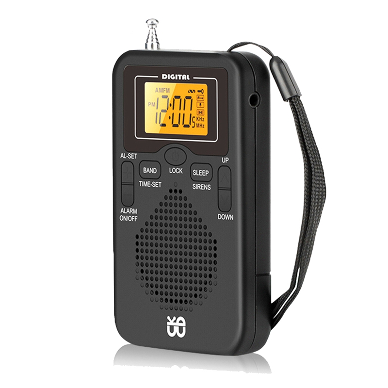 Portable Radio Mini AM FM Weather Radio Pocket Radio LCD Screen Digital