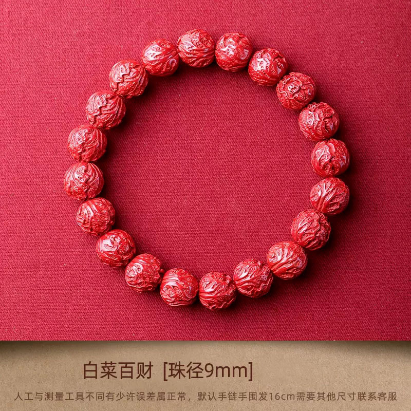 High content fidelity cinnabar emperor sand cabbage beads hundred wealth bracelet Handmade IhsR32Csmanship Candles Candleholders High-quality cinnabar