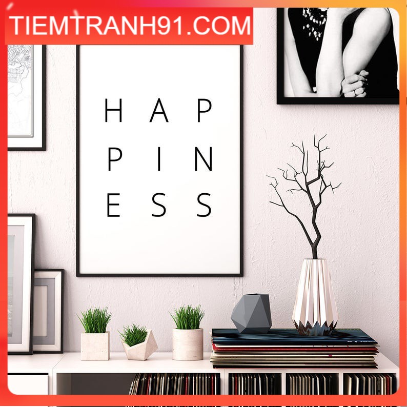 Tranh in cao cấp | Typograpy-HAPPINESS Printable Art, Typography Poster 12 , tranh canvas giá rẻ