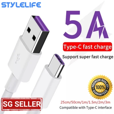 USB C 5A Type C Cable compatible for Huawei and oppo USB 3.1 Type-C Supercharge Super Charger Cable 0.25m 1m and 2m white colour
