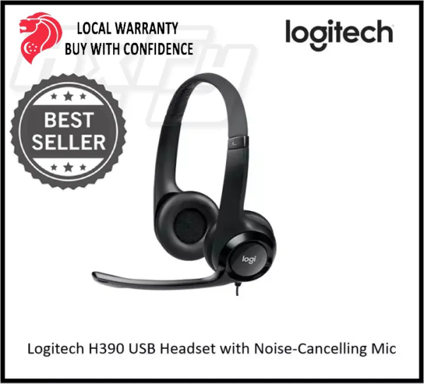 Logitech H390 USB Headset with Noise Cancelling Mic microphone earphone headphones Singapore