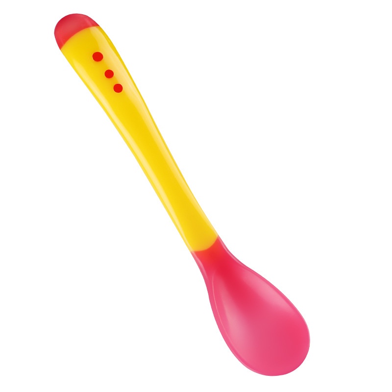 Baby Feeding Temperature Sensing Spoon Silicone Safety Feeding Spoons Temperature Detection Spoon