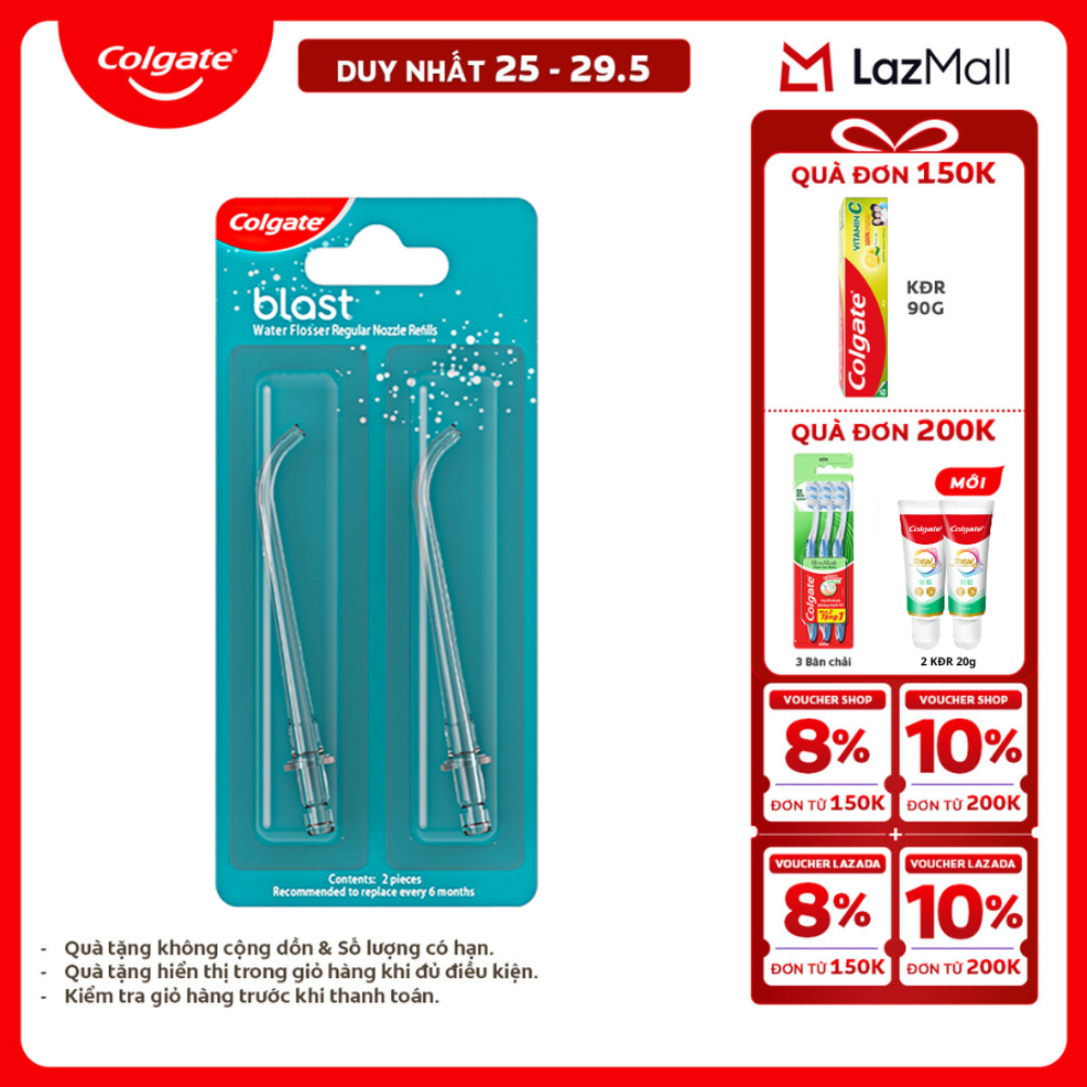 [Chỉ 25-29.5_X2 Voucher giảm 20%] Bộ 2 đầu tăm nước Colgate thay thế - Phụ kiện cho máy tăm nước Colgate nhỏ gọn, bỏ túi