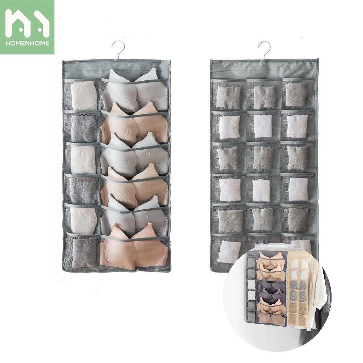 Homenhome tủ quần áo gia đình lưu trữ túi treo phía sau cửa đồ lót vớ điện thoại di động lưu trữ treo túi lưu trữ