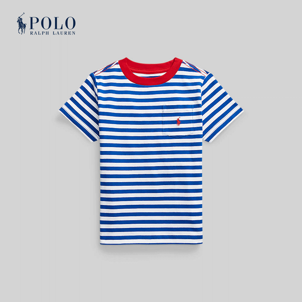 Polo Ralph Lauren Kids Boys Tee-Striped Cotton Jersey Pocket Tee CWPOTSHB8020778 400 Blue ราคา 3,300 บาท*ส่งฟรี