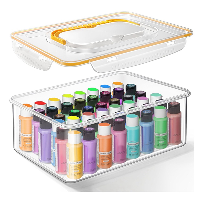 Paint Storage Box for Acrylic Paint Portable Clear Acrylic Paint Organizer Boxes for 2 Fluid Ounces 