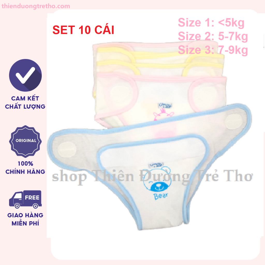 Set 10 tã vải, quần đóng tã Jou cao cấp