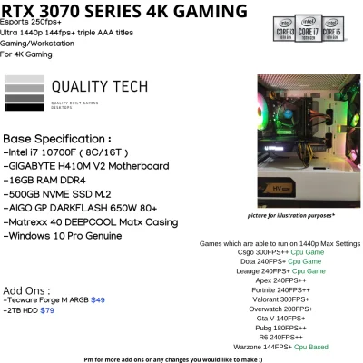 i5 10400F + RTX 3070 Custom Gaming PC Desktop