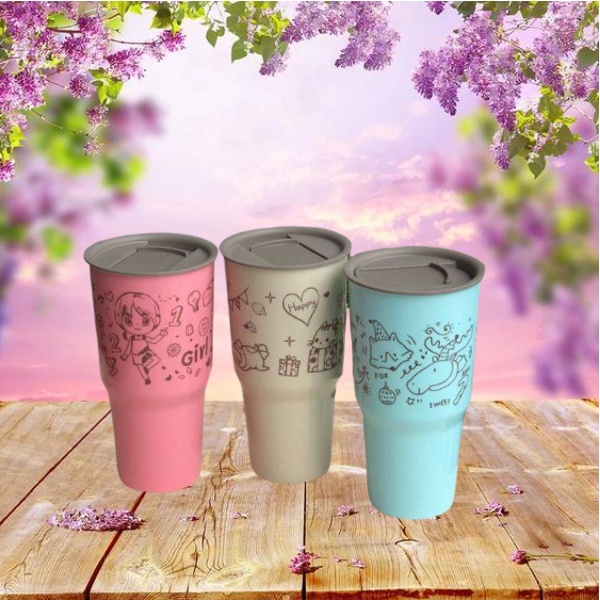 VIVOLILV ถ้วยน้ำพลาสติกความจุสูงถ้วยดื่มรูปร่างน่ารักไม่สามารถเก็บอุณหภูมิเย็นและร้อนเกรดดีไม่เก็บร้อนและเย็นสีผสม ราคา 24 บาท*ส่งฟรี