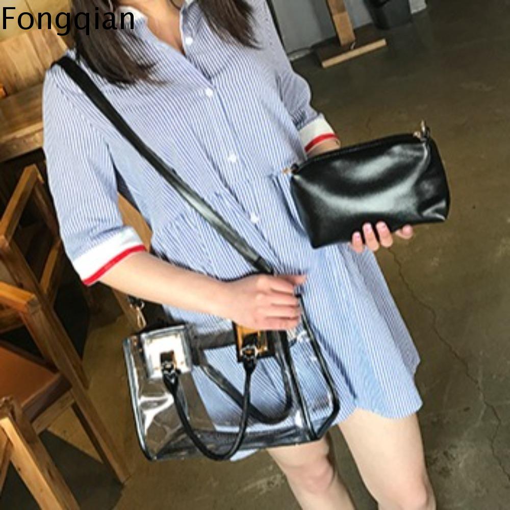 FONGQIAN พีวีซีพีวีซี ถุงถุงใส โปร่งใสโปร่งใส ฤดูร้อนฤดูร้อนฤดูร้อน กระเป๋าสะพายไหล่แมสเซนเจอร์ ลำลองแบบสบายๆ กระเป๋าคลัทช์ กระเป๋าถือสำหรับผู้หญิง เทศกาลสงกรานต์ ราคา 354 บาท*ส่งฟรี