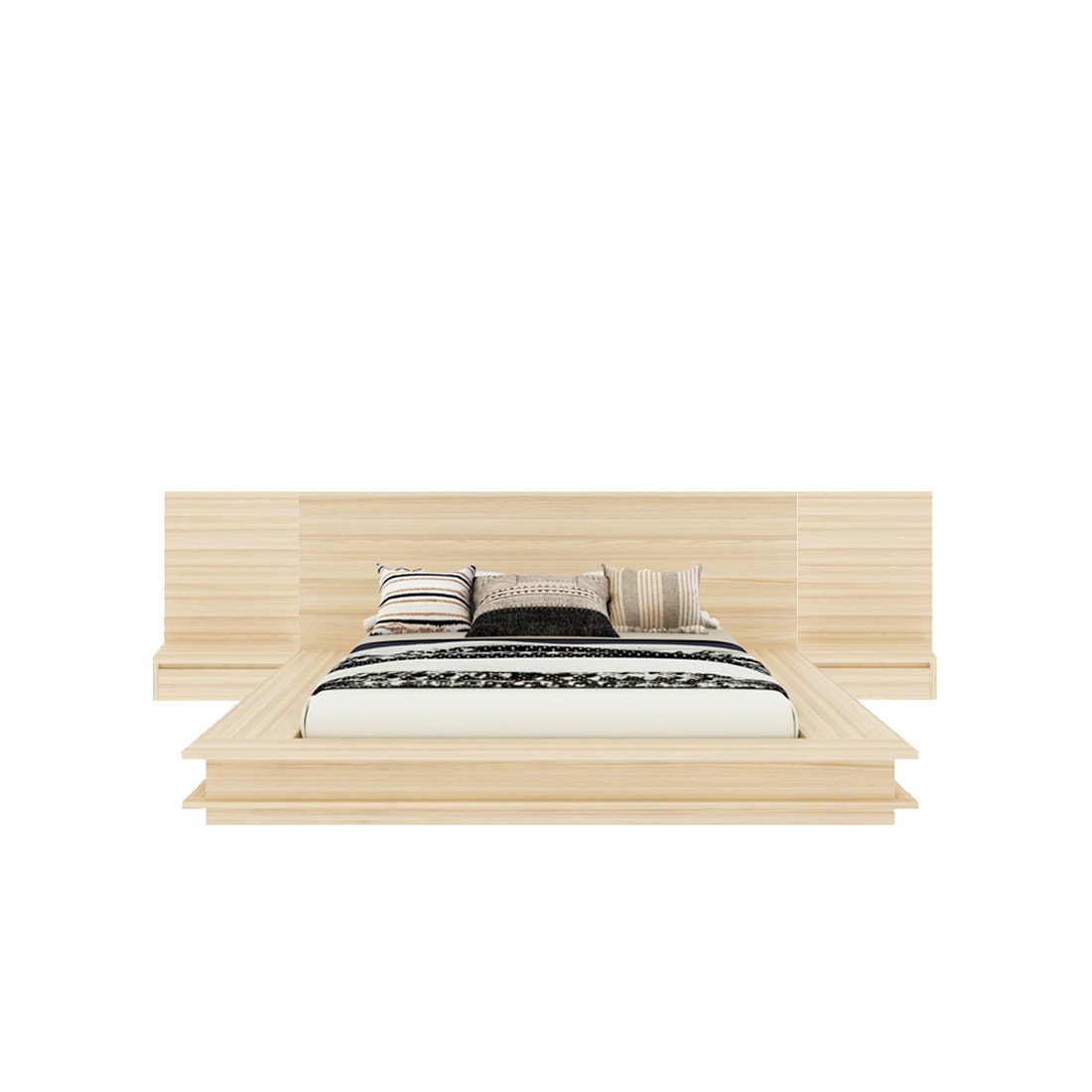 SB Design Square SB FURNITURE Zen Collection เตียงขนาด 6 ฟุต พร้อมตู้ข้างเตียง 2 ชิ้น สีไม้อ่อน (313x222x90 ซม.) - ยี่ห้อ SB Furniture ราคา 17,716 บาท*ส่งฟรี