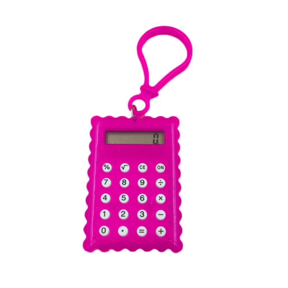 GGR Sáng Tạo Xách tay Nút Pin Biscuit Shaped Keychain Sinh viên Điện tử Máy tính Keyring Biscuit Tính Hình Máy Văn phòng phẩm Máy Tính điện tử - 8