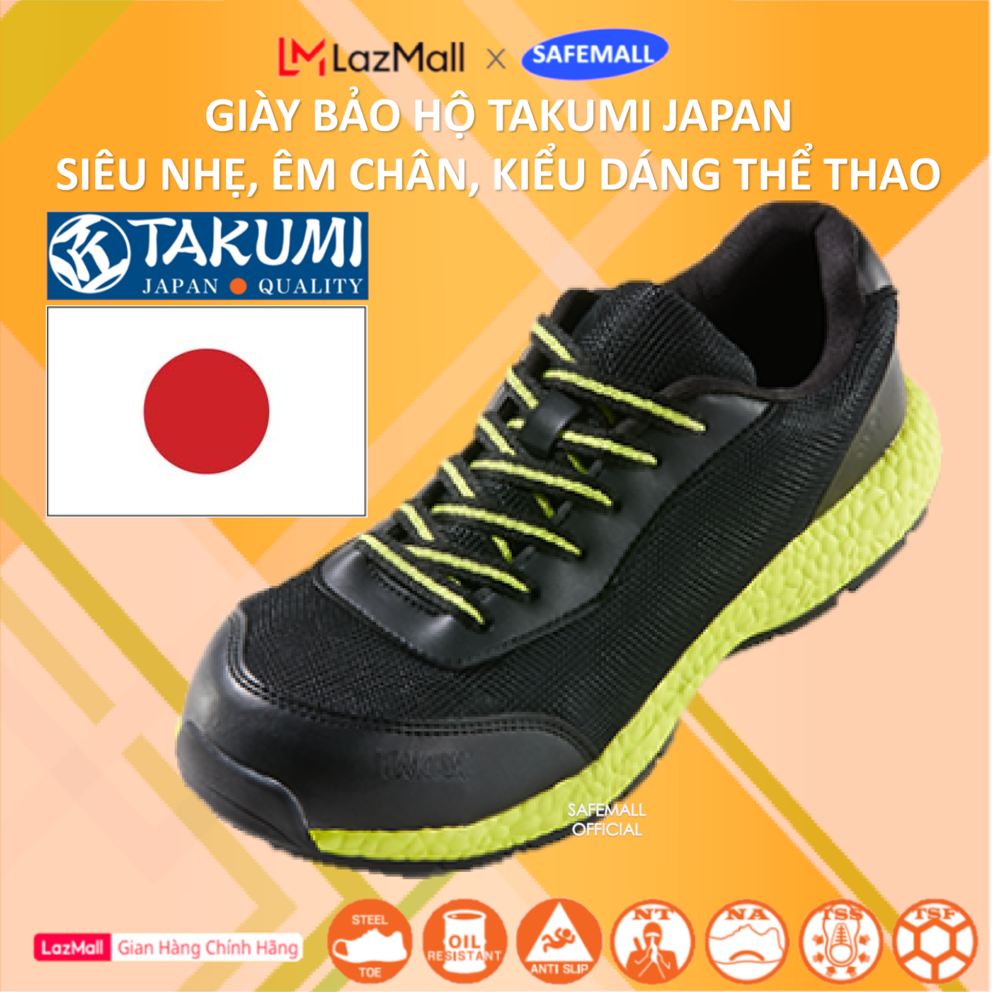 SAFEMALL - Giày Bảo Hộ Lao Động Nam Takumi Ninja Siêu Nhẹ từ Nhật Bản