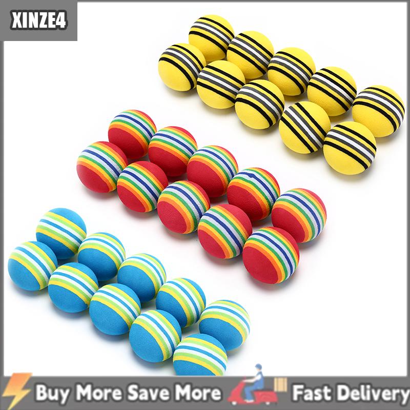 [COD] XINZE4 Maelovely 10 Quả Bóng Xốp Sọc Cầu Vồng Bóng Golf Dụng Cụ Hỗ Trợ Tập Luyện Swing