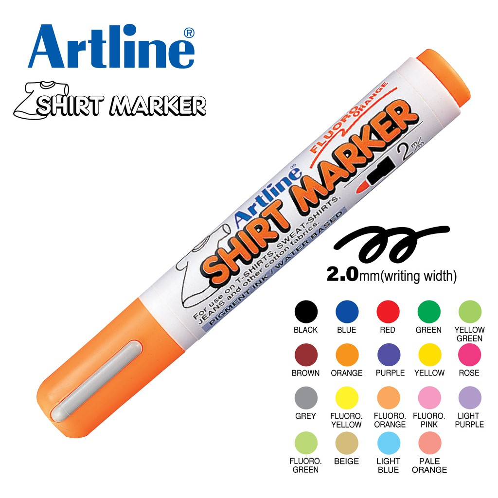 Artline Fabric T-Shirt 2MM Round Headed Marker DIY Clothing Pants Colored Graffiti Pen Waterproof and Non Fading EKT-2 19 Colors Available