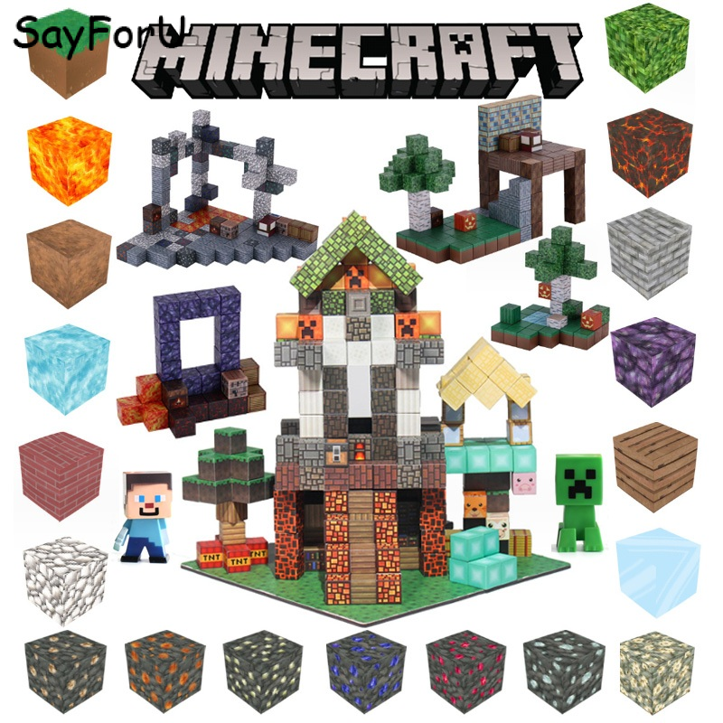 Bộ Đồ Chơi Khối Nam Châm Lắp Ráp minecraft diy Cho Bé