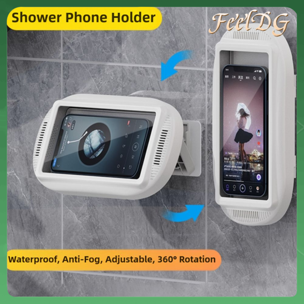 FEELDG Chống thấm nước Giá đỡ điện thoại trong vòi hoa sen Chống sương mù Giá treo tường Hộp điện thoại di động Dễ dàng cài đặt Màn hình cảm ứng Ốp điện thoại Nhà bếp Phòng tắm
