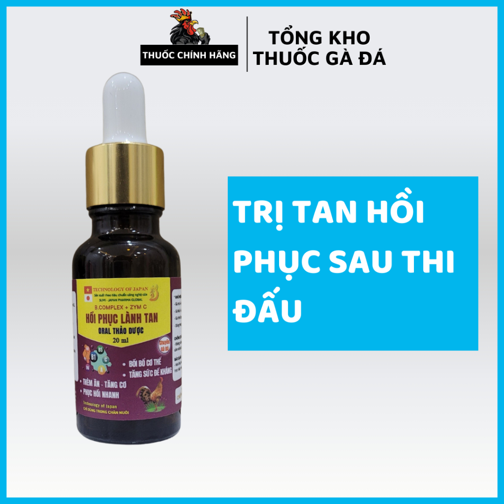 Lành tan phục hồi (20ml) là sản phẩm công ty sumi japan. Giúp bồi bổ và phục hồi cơ thể cho vật nuôi
