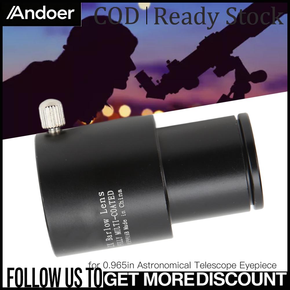Andoer เลนส์ Barlow 2X Full MULTI Layer เคลือบแก้วกล้องโทรทรรศน์เลนส์ Barlow สำหรับ 0.965in กล้องโทรทรรศน์ดาราศาสตร์ ราคา 293 บาท*ส่งฟรี