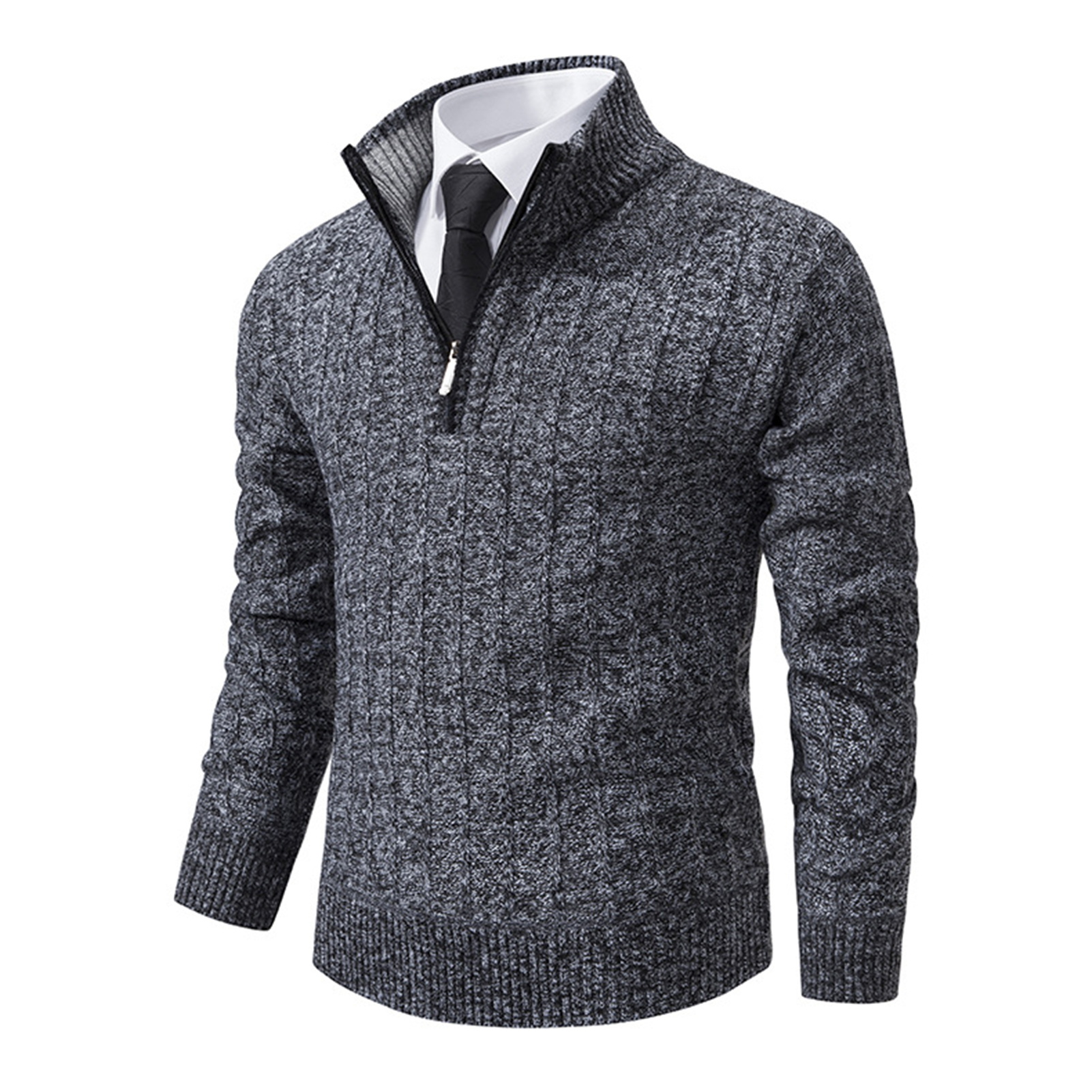 FCO MALL Gemütlicher Polyester-Pullover für Herren, einfarbiger Pullover, Herren-Winterpullover mit Reißverschluss-Design und dicker Wärme, Perfect387_voghion.com