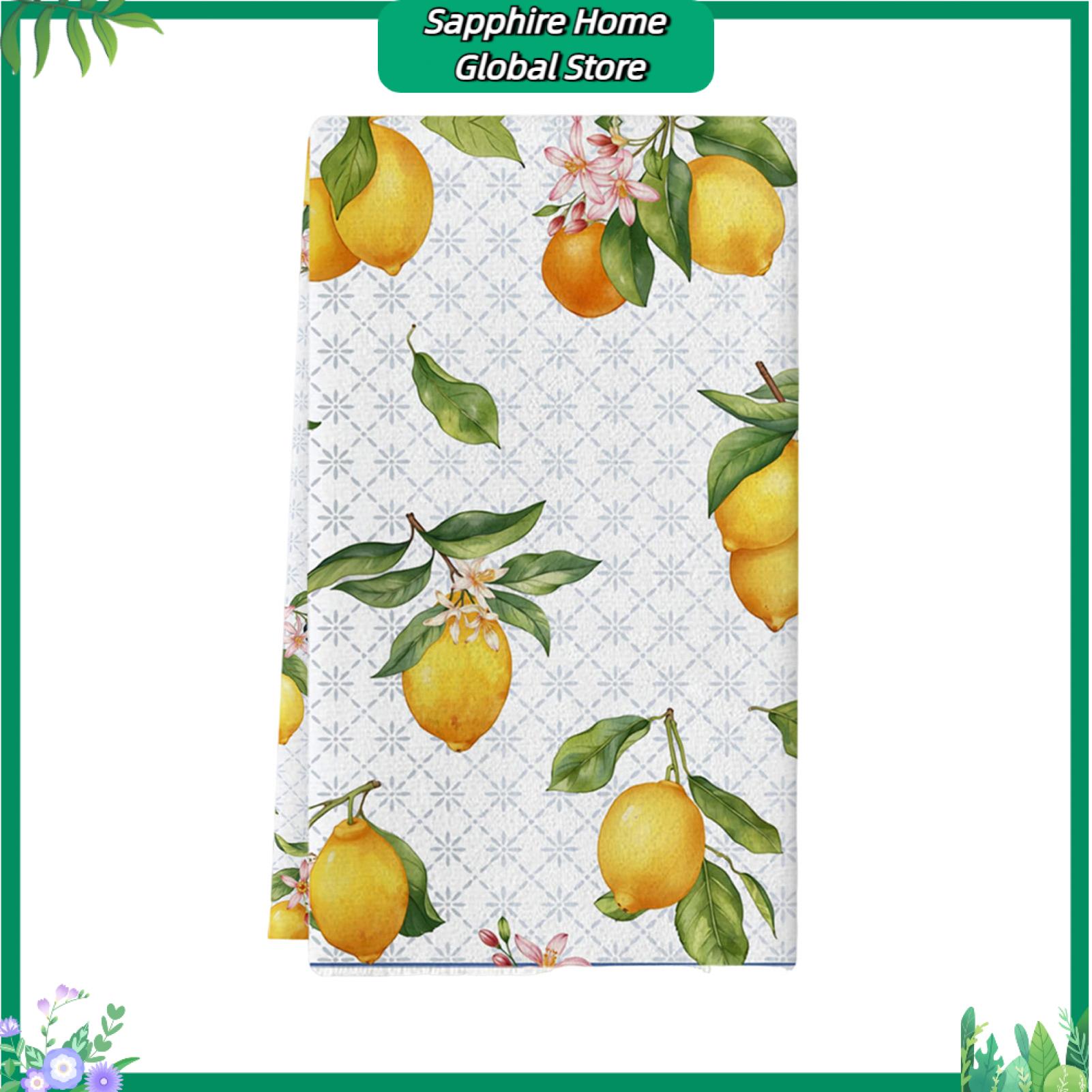 romaine Lemon Print Dish Towel Multi-purpose Kitchen Rag Lemon Kitchen Towel Microfiber Absorbent Dish Cloth Farmhouse Style Hand Towel for Kitchen Bathroom Party Decor – Quick Dry Durable Multipurpose - 1