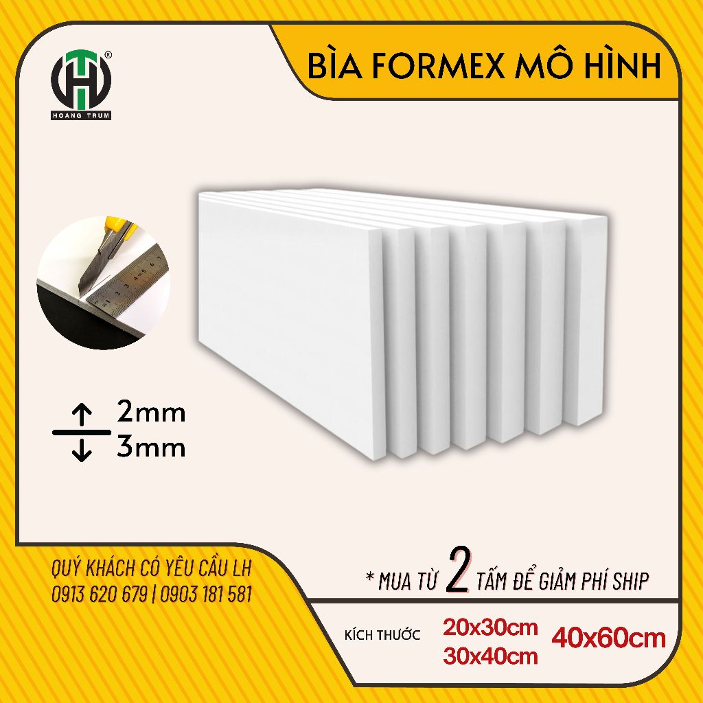 Bìa formex làm mô hình, bìa quy mô cứng, tấm fomex làm mô hình - 2mm, 3mm
