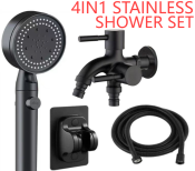 4-in-1 Black Stainless Shower Set with Pressurized Spray