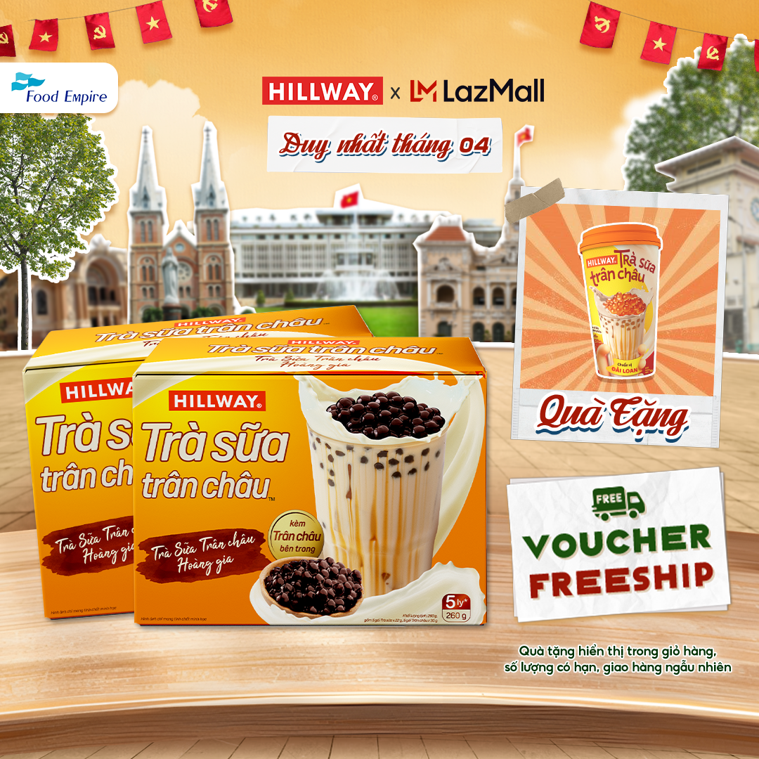Combo 2 hộp Trà Sữa Trân Châu Hoà Tan - Hillway - Vị Truyền Thống