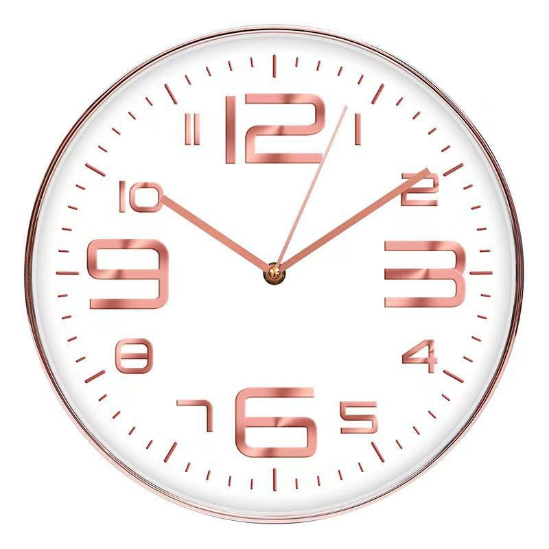 12-inch wall clock in rose gold living room home clock modern simple clock wall Nordic style creative 12 inches silent no decoration
