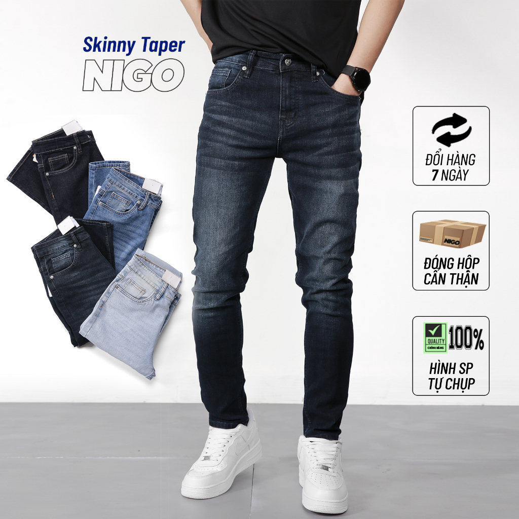 RTREYREY Quần jean nam NIGO form skinny taper ôm co dãn thoải mái cao cấp 5335