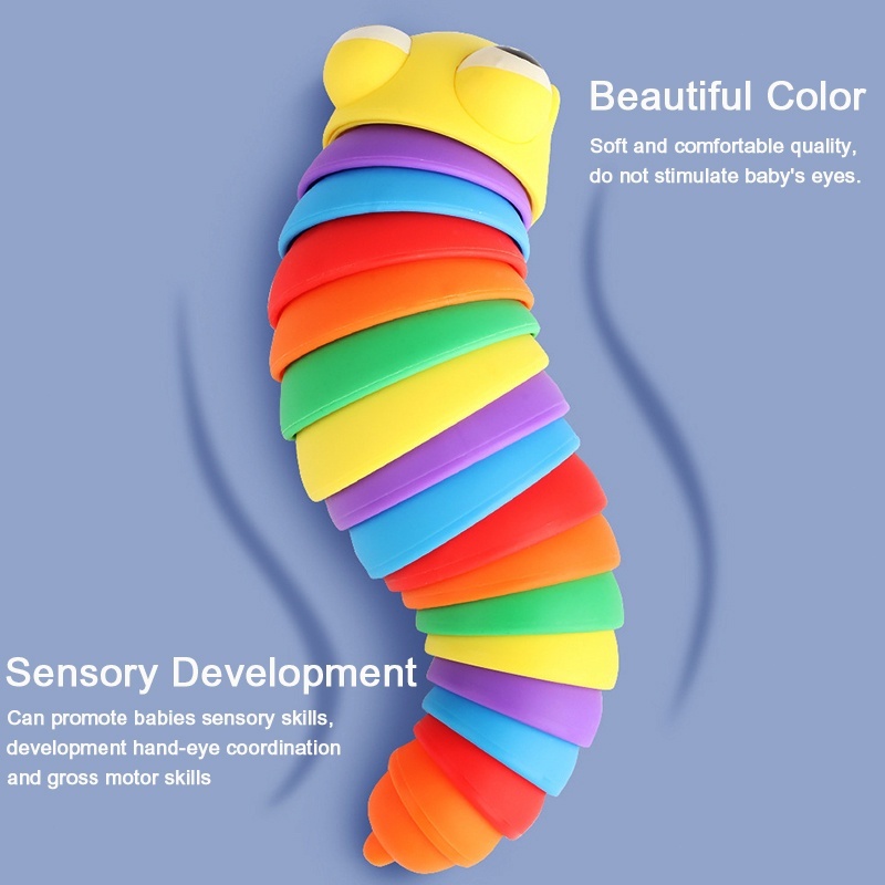[EE reassuring] Rainbow Twisting Caterpillar Sensory Baby Toys Interactive Multicolored Infant Crawling Toys for Boy Disposable Diapers