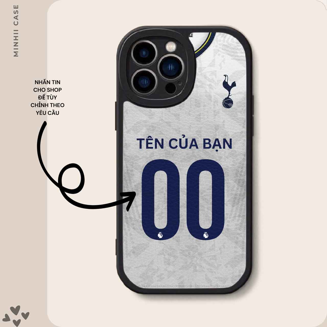 Ốp lưng bóng đá vân da cam tròn dành cho iphone in theo yêu cầu Tottenham Son 6/6splus/7/7plus/8/8pl