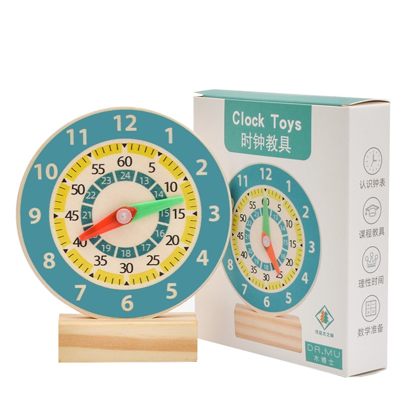 Kids Montessori Wooden Clock Toys Time Learning Teaching Aids Educational Toys For Children Primary School Clever Board Toy