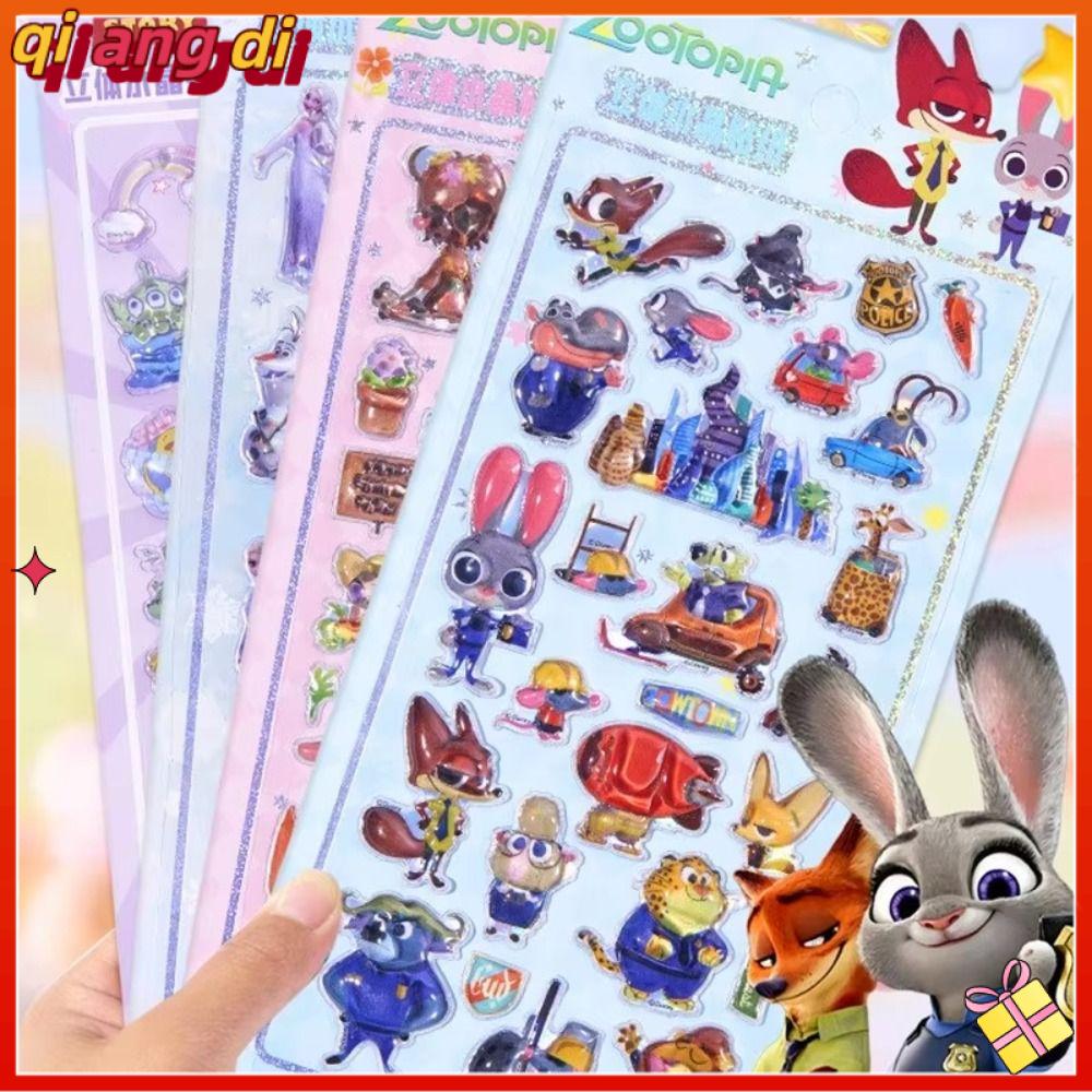 QIANGDI Phim hoạt hình Nhãn dán 3D Judy Nick Phù điêu 3D Disney Nhãn dán trang trí Decal ốp điện thoại Trang trí sổ tay vali