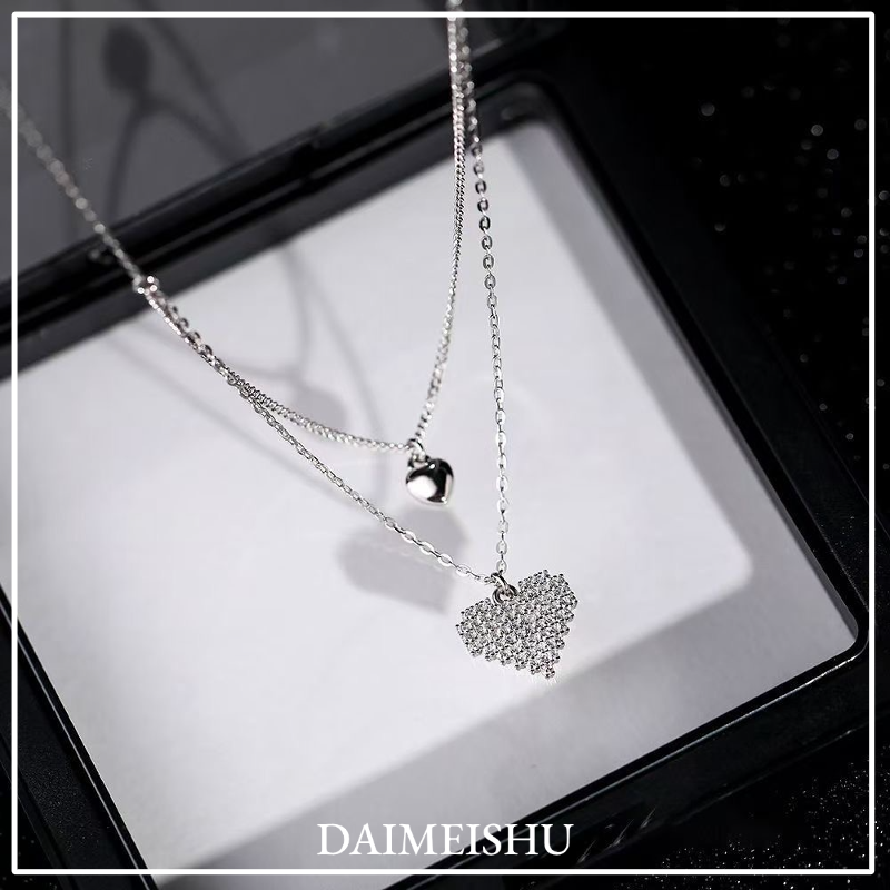 DAIMEISHU Women's double-layer love necklace, light luxury high-end niche design stacked with exquisite collarbone chain ราคา 13 บาท*ส่งฟรี