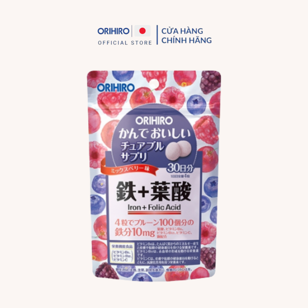 Viên bổ sung Sắt và Folic Acid Orihiro dạng túi 120 viên