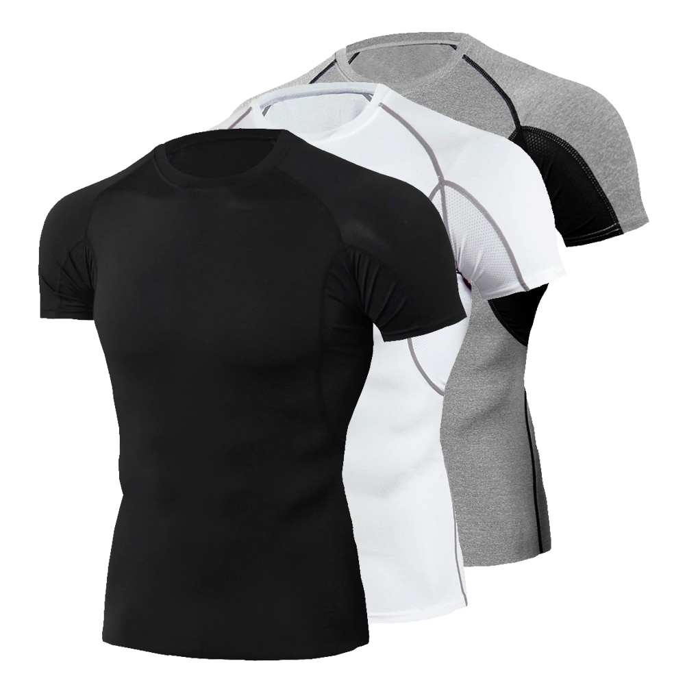 Phòng tập thể dục Áo phông nam bóng rổ bóng đá áo ôm sát tập thể hình nam TOPS TEE chặt chẽ Rashguard Áo phông tay ngắn quần áo