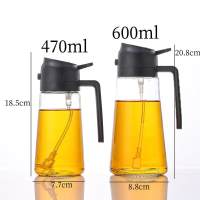 SEA JJT Modern Glass Oil Dispenser with Automatic Lid Non-Drip Design for Cooking Oil Vinegar Soy Sauce - Spray & Pour Dual Function