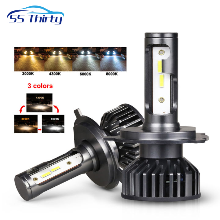 1pair H4 Led Headlight Bulb for Car High and Low Three Color Led Canbus 6500K 4300K 8000K 3000K H1 H3 H7 HB3 HB4