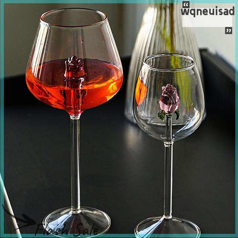 【WQ】 Ready Stock Flash Sale Creative 3D Pink Glass Rose Build-In Red White Wine Glasses Cup Drinkware Goblet Champagne Flute Household Lovely Valentine Gift ราคา 193 บาท*ส่งฟรี