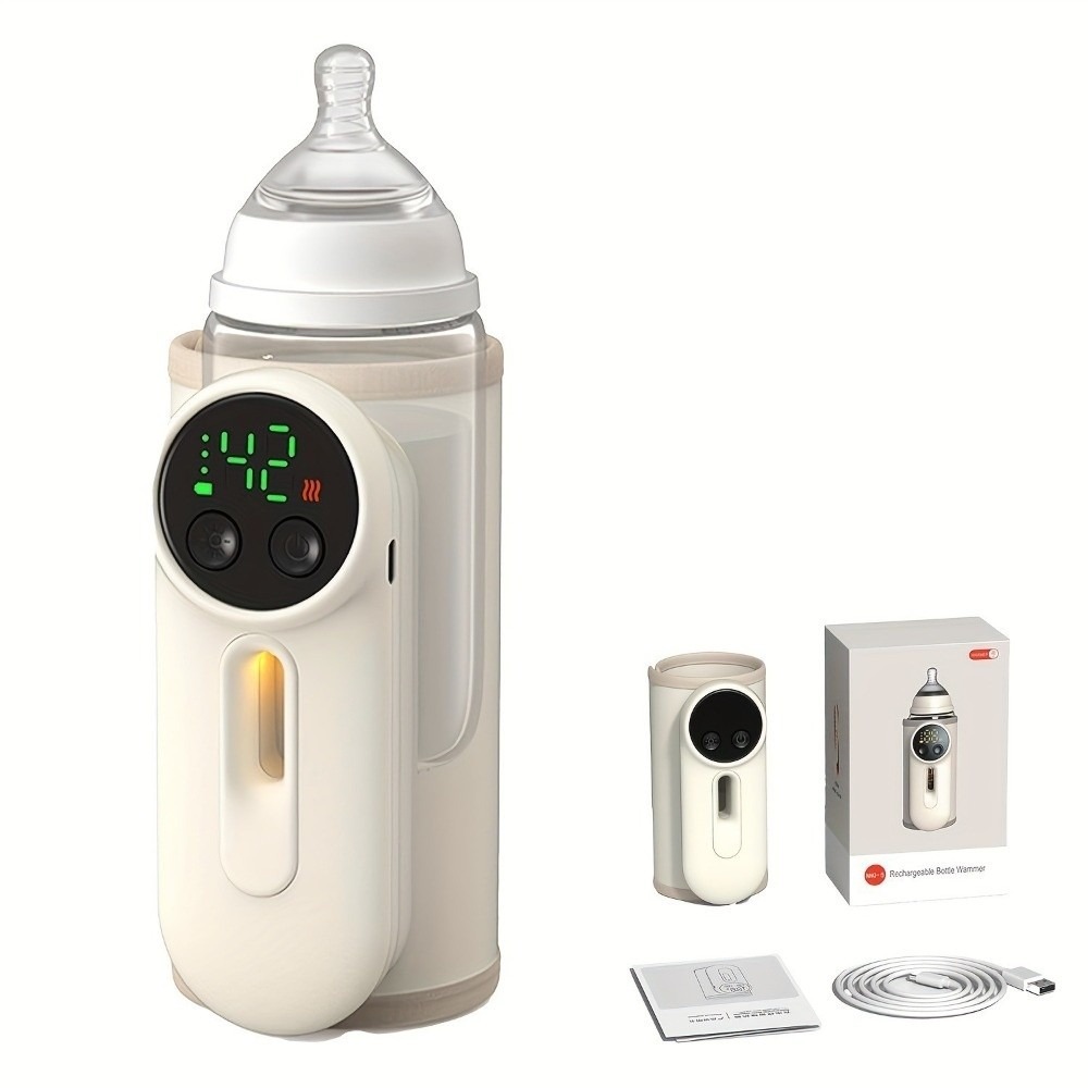 PETI3C Constant Temperature Portable Bottle Warmer USB Rechargeable Digital Display Breastmilk Heating Sleeve Convenient 5-8 Hours Keeps Warm Baby Bottle Warmer Travel Feeding