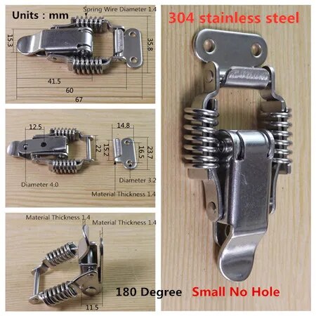 【Worth-Buy☊】 Thép không gỉ 304 hộp công cụ chốt khóa hasps Kim Loại chuyển đổi bắt Clasp hộp nạp bản lề đồ ngũ kim đồ nội thất phụ kiện