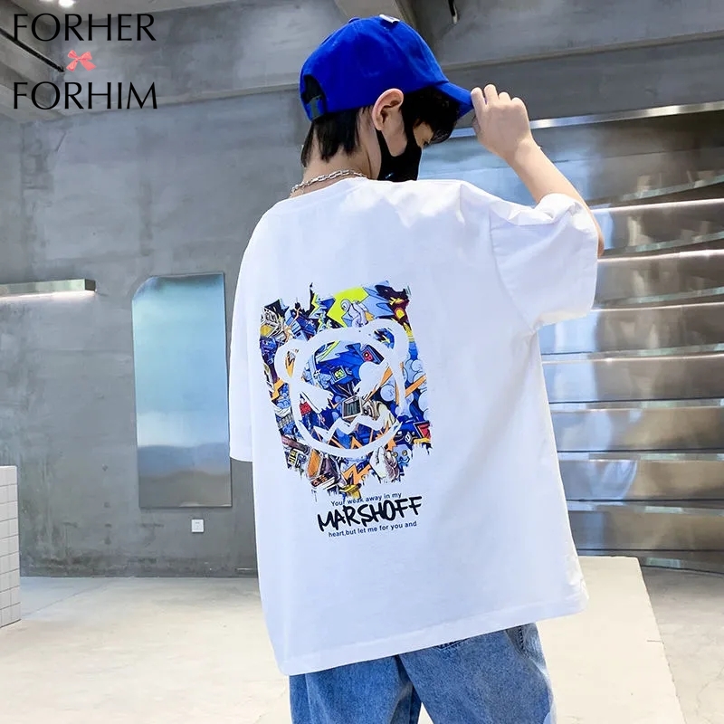FORHERFORHIM Boys Summer Children's Short-sleeved T-shirt In The Children's Summer Loose Korean Version of Half-sleeved Handsome Street T FH4005 ราคา 203 บาท*ส่งฟรี