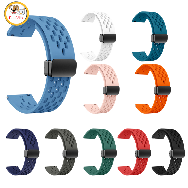 Watch Replacement Band Silicone Wrist Band Strap Universal 22MM Smartwatch Strap Watch Replacement Band With Magnetic Folding Buckle Waterproof Sweat Proof Watch Strap ราคา 64 บาท*ส่งฟรี